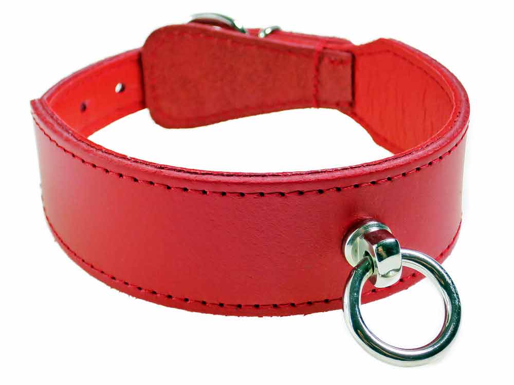 Leder-Halsband PASSION & Ring der O - rot