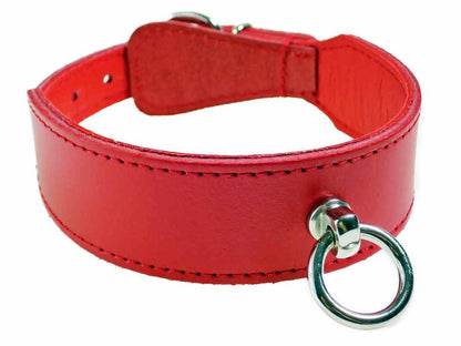 Leder-Halsband PASSION & Ring der O - rot