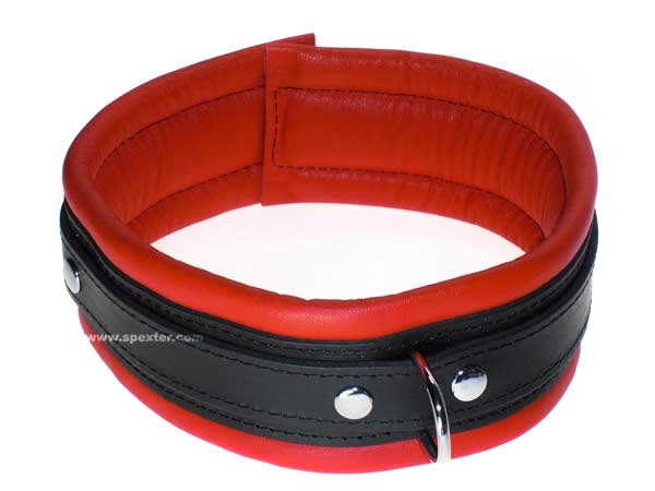 Leder-Halsband, gepolstert rot 5cm