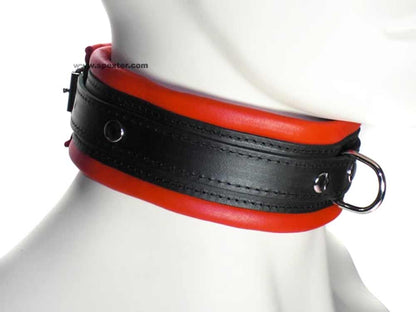 Leder-Halsband, gepolstert rot 5cm