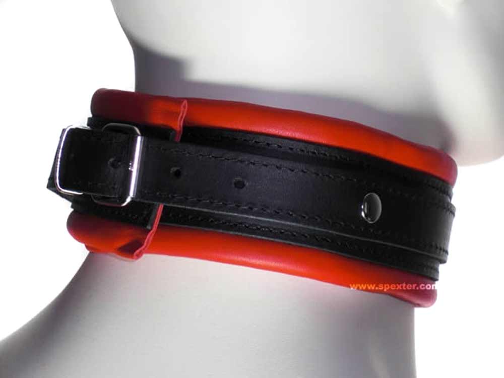 Leder-Halsband, gepolstert rot 5cm