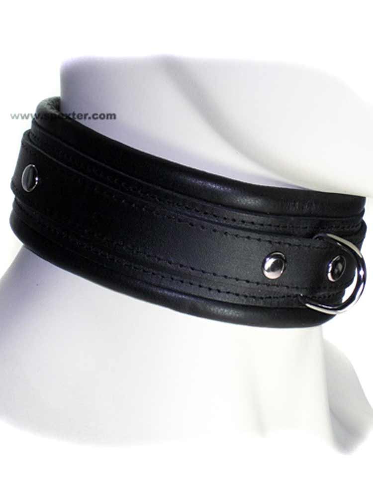 Leder-Halsband, gepolstert schwarz 5cm