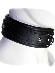 Leder-Halsband, gepolstert schwarz 5cm