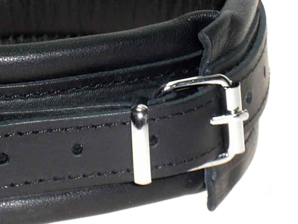 Leder-Halsband, gepolstert schwarz 5cm