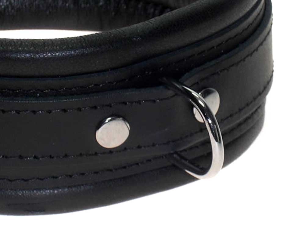 Leder-Halsband, gepolstert schwarz 5cm
