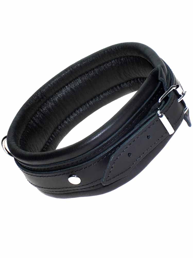 Leder-Halsband, gepolstert schwarz 5cm