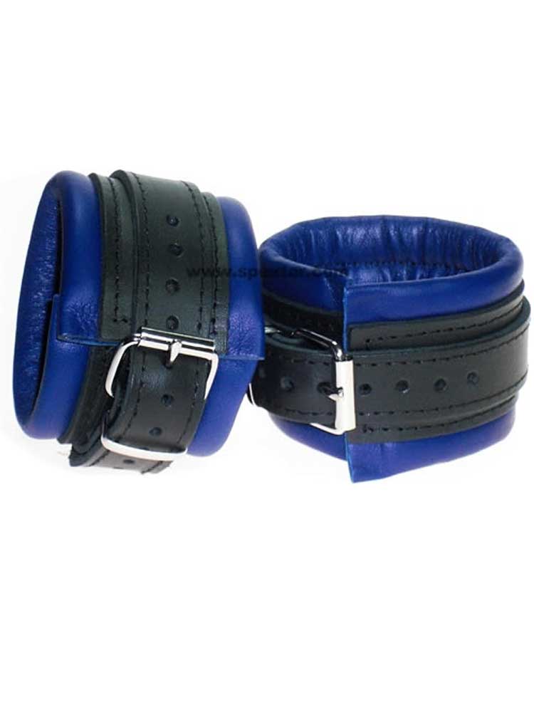 Leder-Handfesseln, blau - 5cm