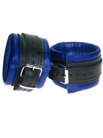 Leder-Handfesseln, blau - 5cm