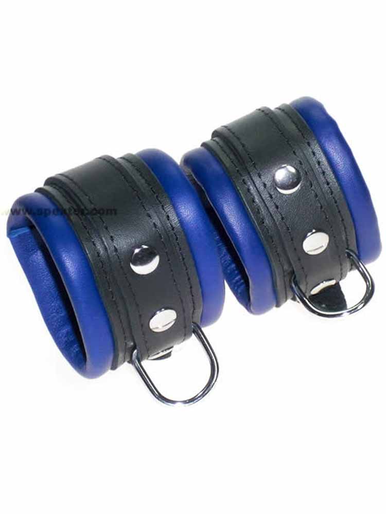 Leder-Handfesseln, blau - 5cm