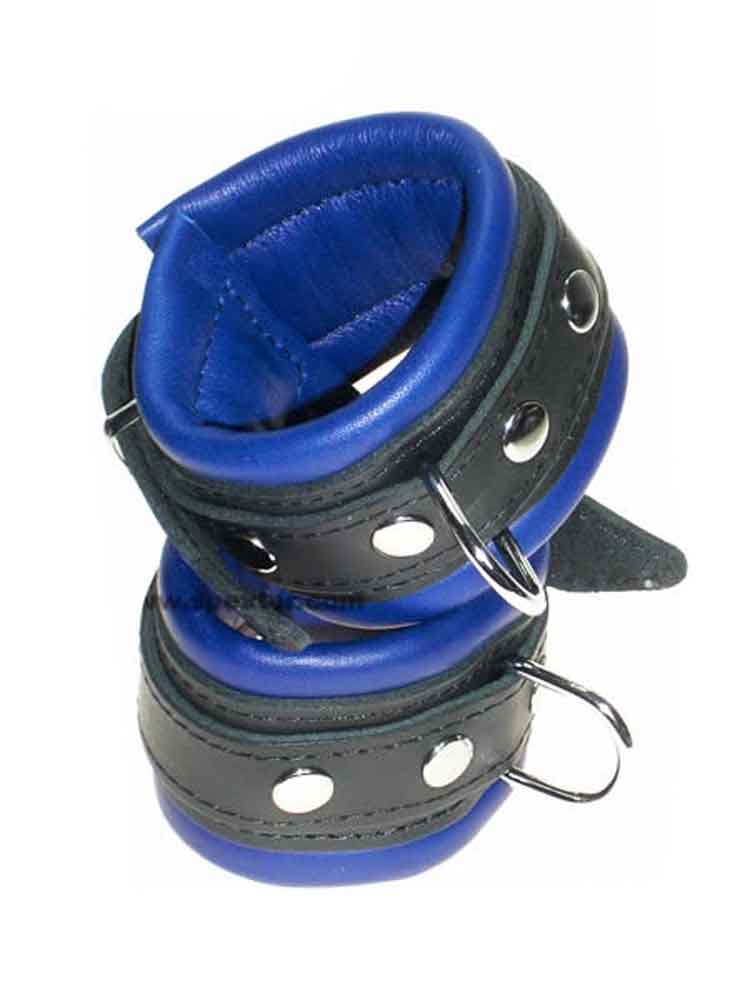 Leder-Handfesseln, blau - 5cm