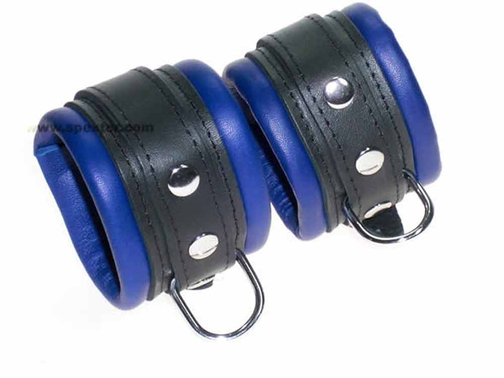 Leder-Handfesseln, Blau - 6,5cm