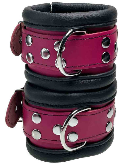 Leder-Handfesseln, Fuchsia-Pink - 6,5cm