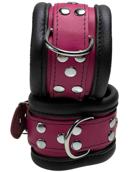 Leder-Handfesseln, Fuchsia-Pink - 6,5cm