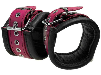 Leder-Handfesseln, Fuchsia-Pink - 6,5cm