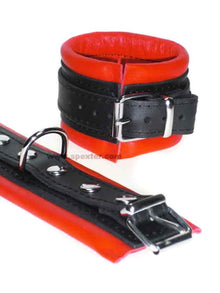 Leder-Handfesseln, rot - 6,5cm