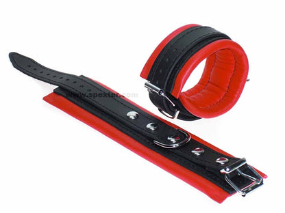 Leder-Handfesseln, rot - 6,5cm
