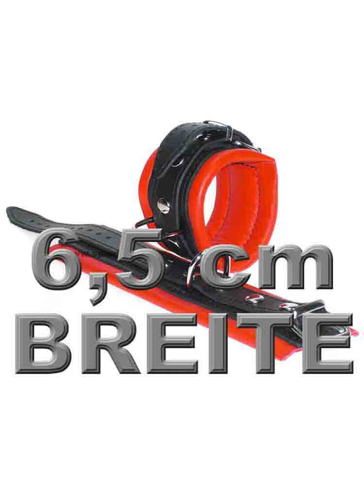 Leder-Handfesseln, rot - 6,5cm