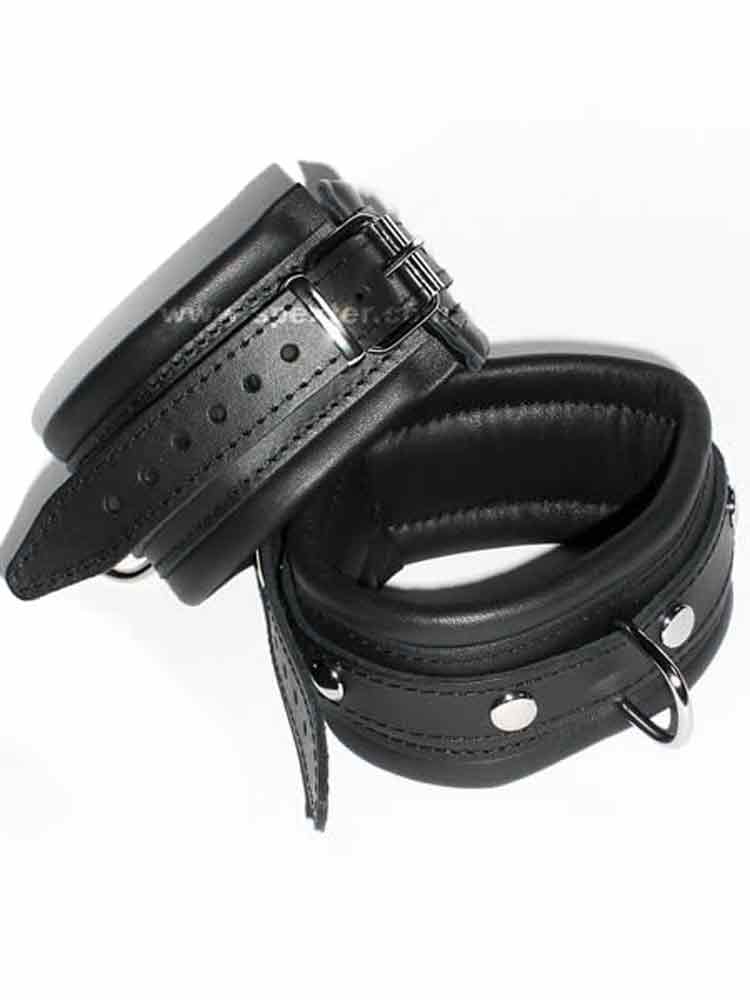 Leder-Handfesseln, schwarz - 5 cm