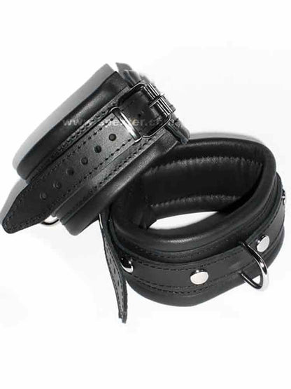 Leder-Handfesseln, schwarz - 5 cm