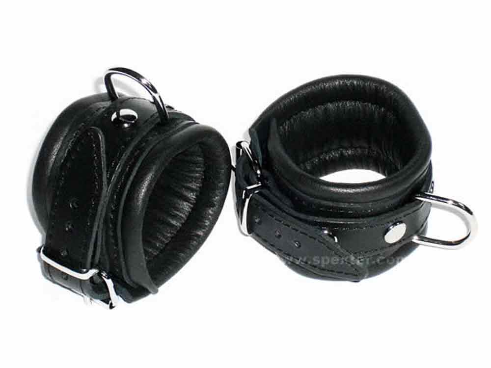 Leder-Handfesseln, schwarz - 5 cm