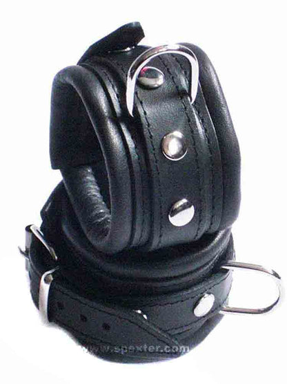 Leder-Handfesseln, schwarz - 5 cm