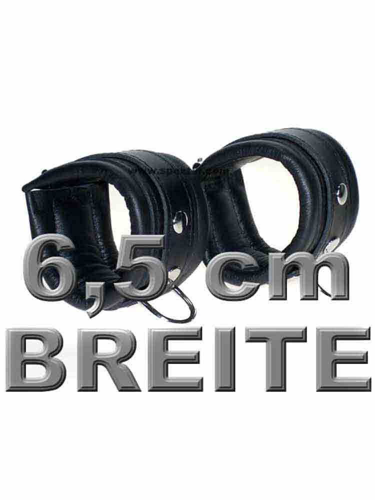 Leder-Handfesseln, schwarz - 6,5cm