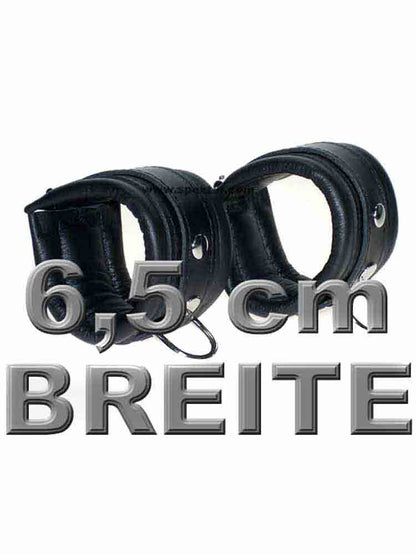 Leder-Handfesseln, schwarz - 6,5cm