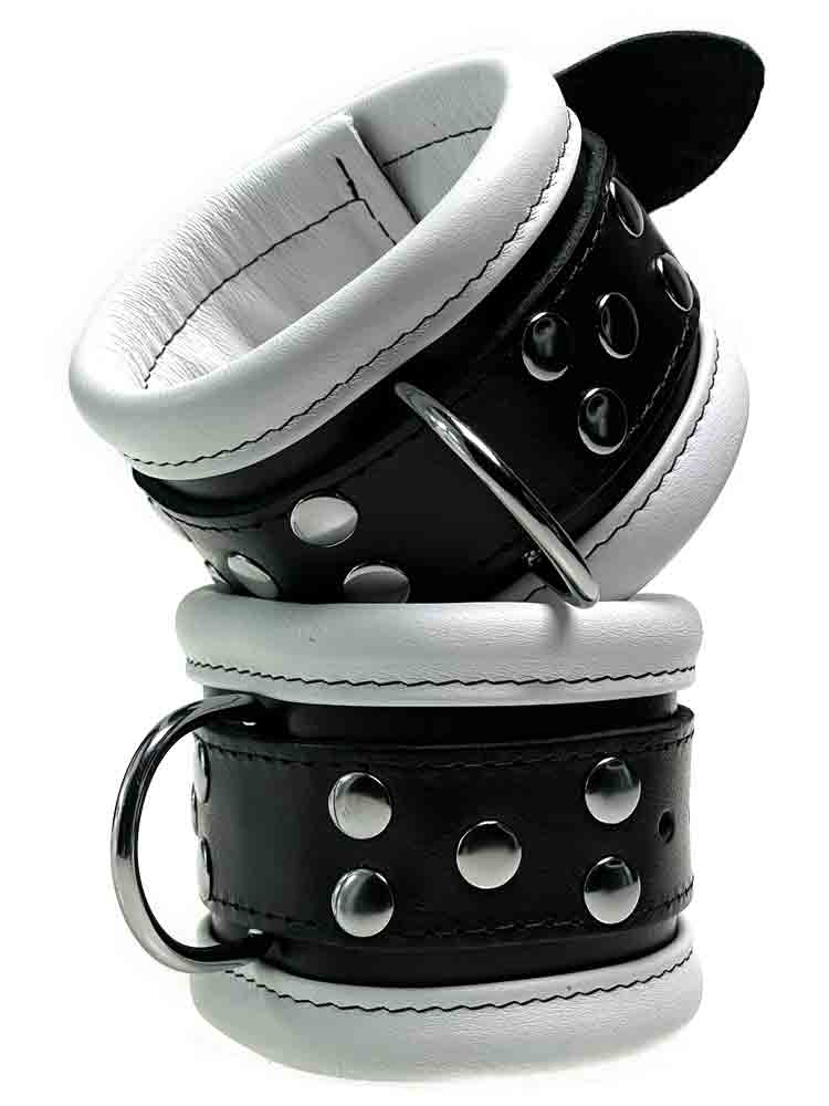 Leder-Handfesseln, weiss - 6,5cm