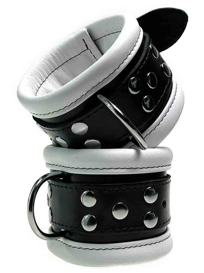 Leder-Handfesseln, weiss - 6,5cm