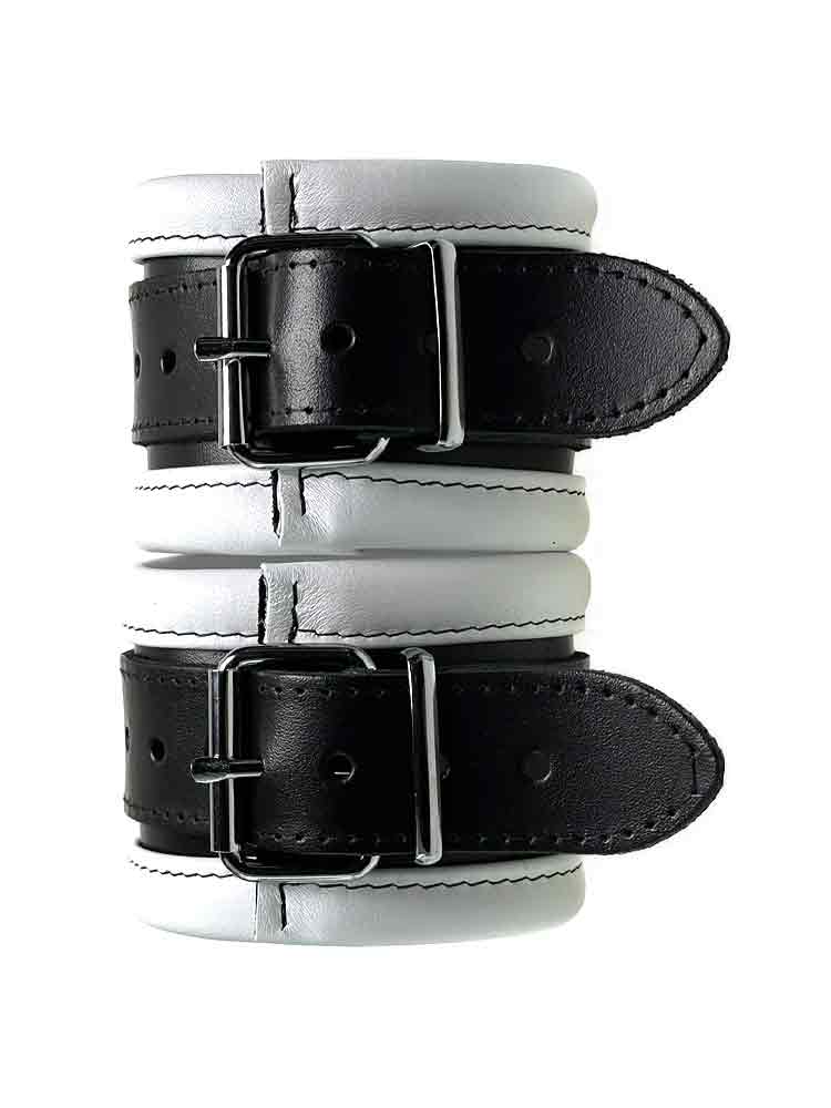 Leder-Handfesseln, weiss - 6,5cm