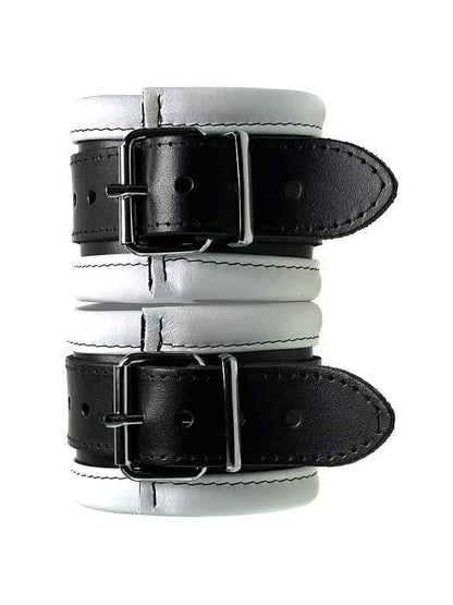 Leder-Handfesseln, weiss - 6,5cm