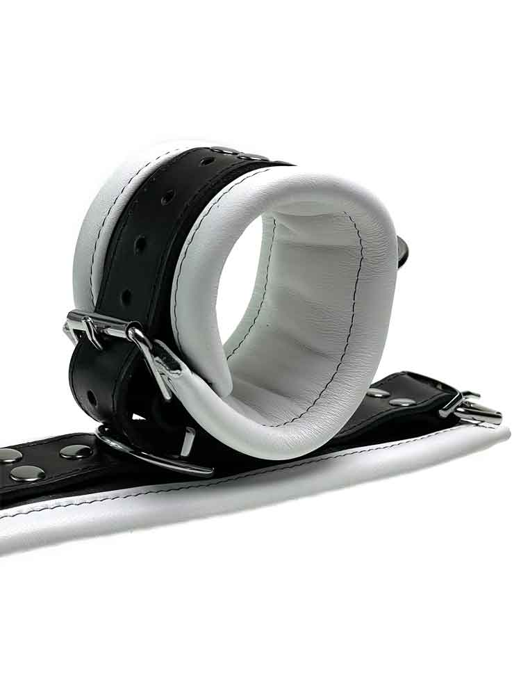 Leder-Handfesseln, weiss - 6,5cm