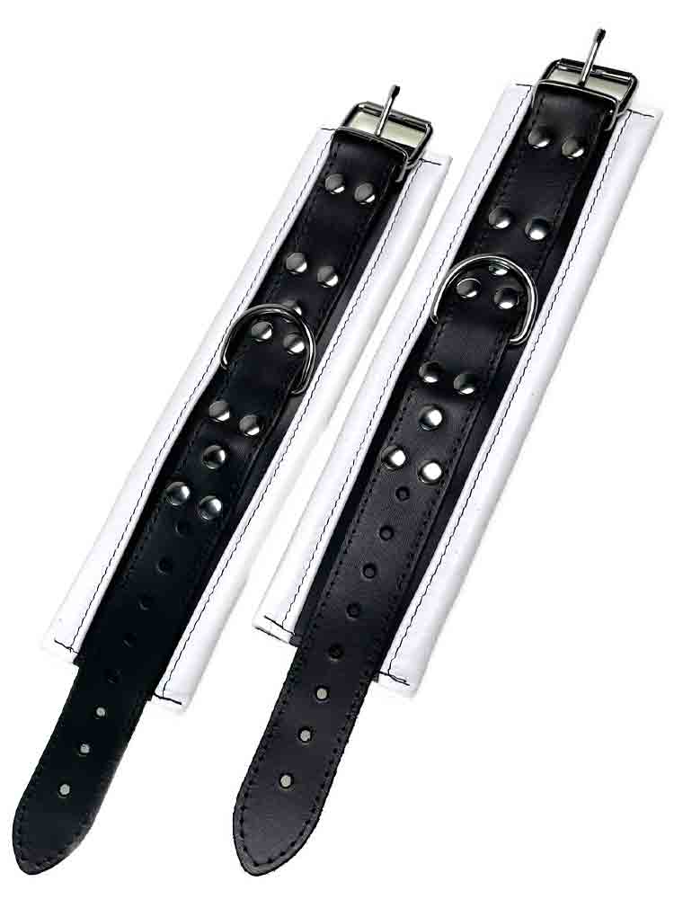 Leder-Handfesseln, weiss - 6,5cm