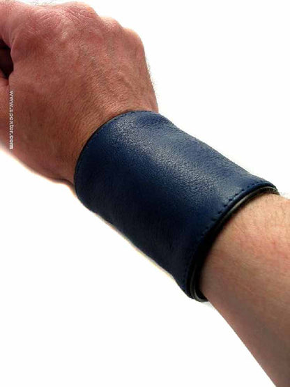 Leder-Handgelenk-Geldbeutel 8cm breit BLAU