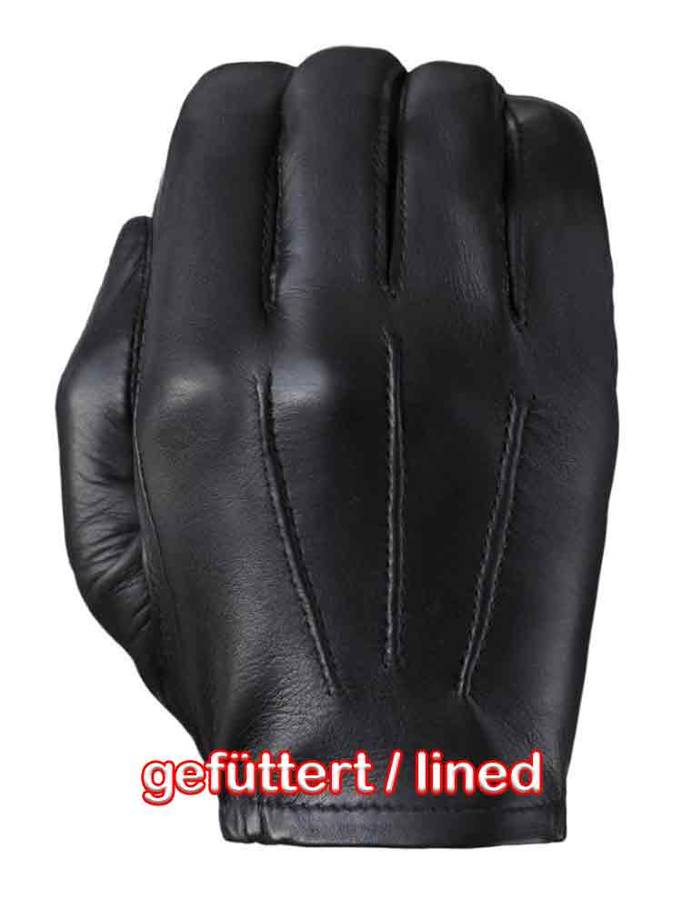 Leder-Handschuhe DELUXE POLICE gefüttert SCHWARZ