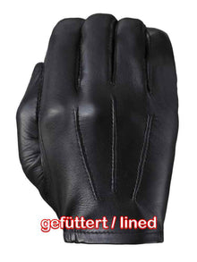 Leder-Handschuhe DELUXE POLICE gefüttert SCHWARZ