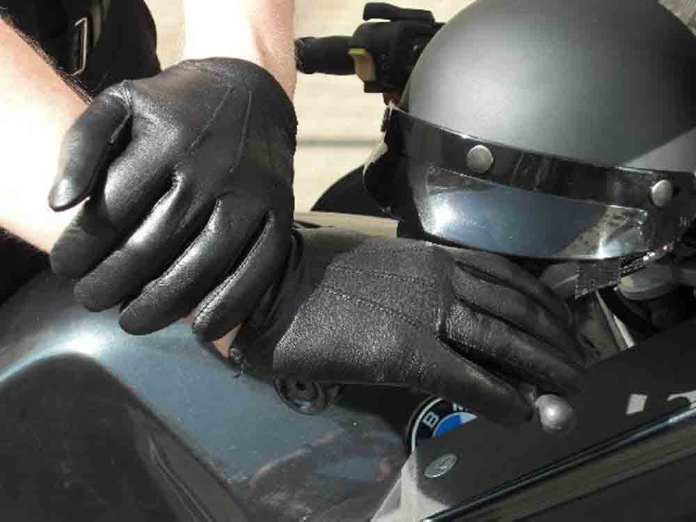 Leder-Handschuhe DELUXE POLICE gefüttert SCHWARZ