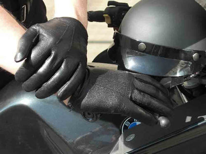Leder-Handschuhe DELUXE POLICE gefüttert SCHWARZ