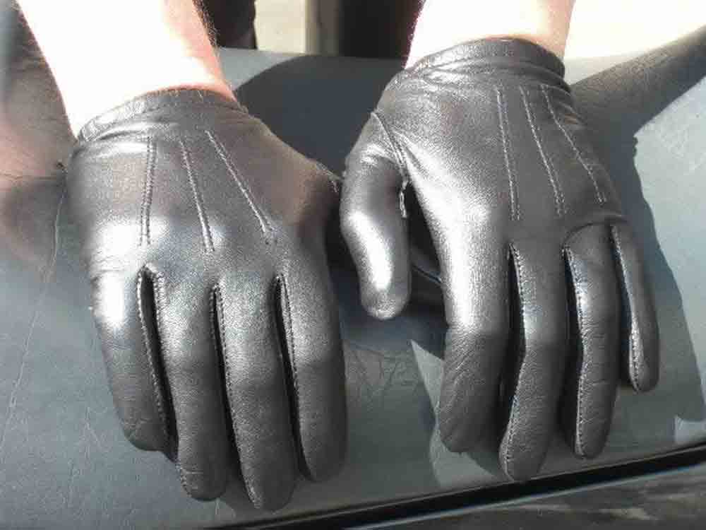 Leder-Handschuhe DELUXE POLICE gefüttert SCHWARZ