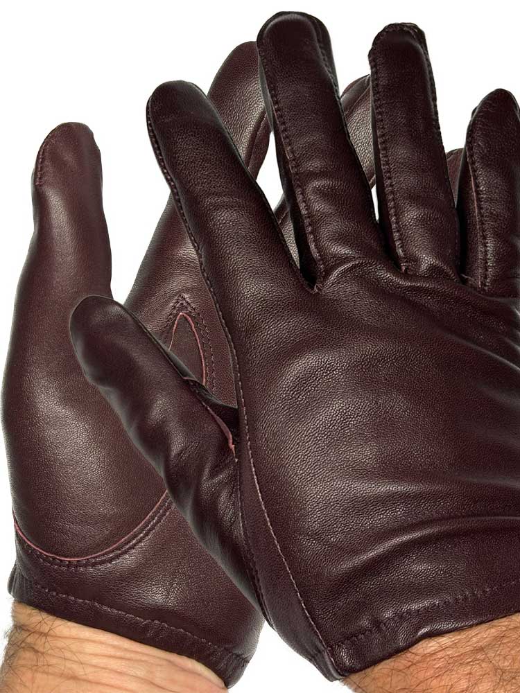 Leder-Handschuhe DELUXE POLICE GLATT chestnut
