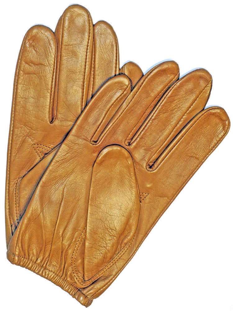 Leder-Handschuhe DELUXE POLICE GLATT HELLBRAUN