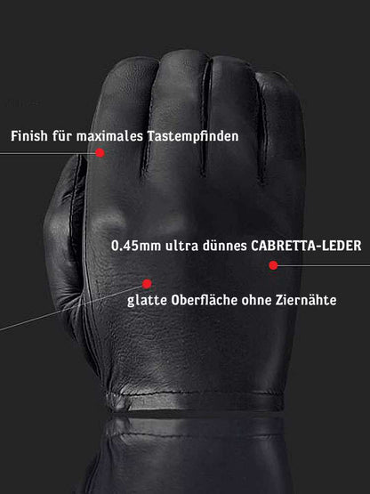 Leder-Handschuhe DELUXE POLICE GLATT HELLBRAUN