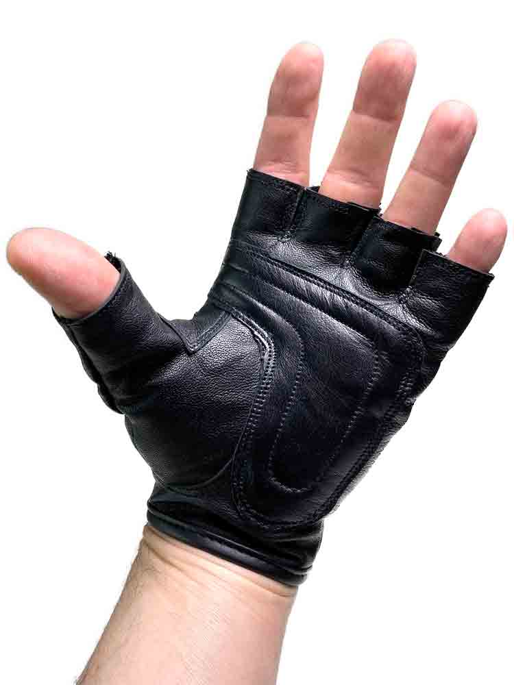 Leder-Handschuhe Fingerlos schwarz