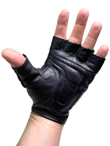 Leder-Handschuhe Fingerlos schwarz