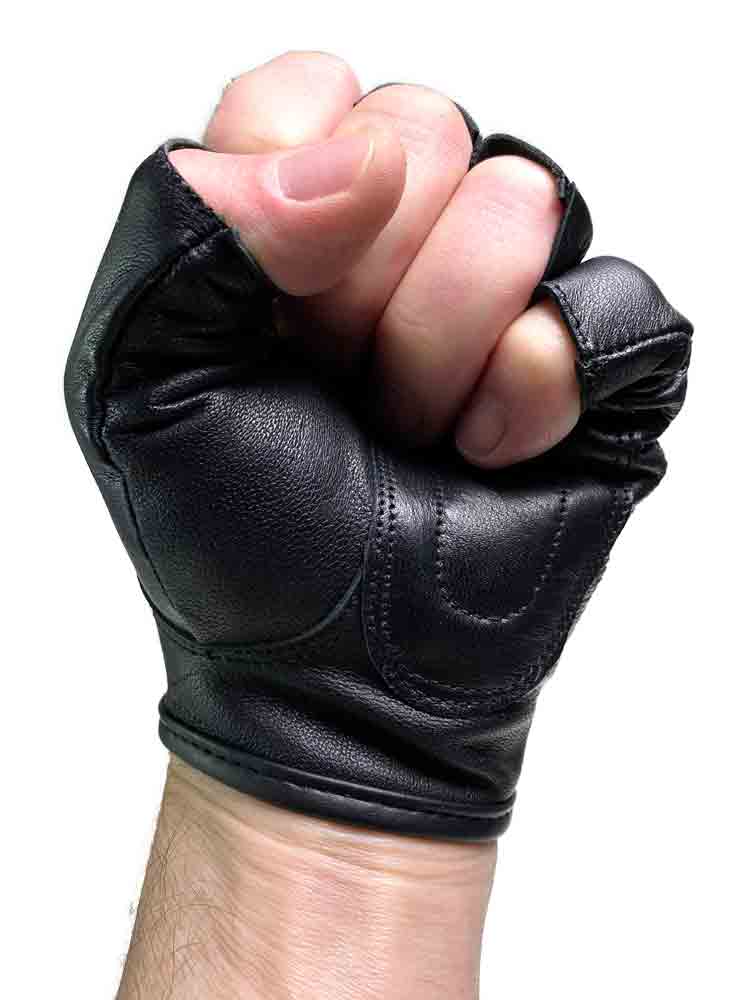 Leder-Handschuhe Fingerlos schwarz