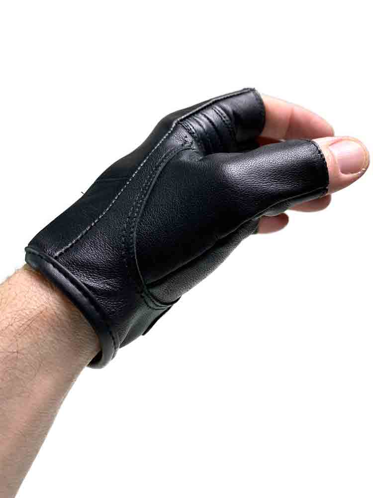 Leder-Handschuhe Fingerlos schwarz