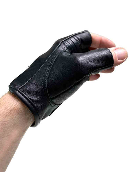 Leder-Handschuhe Fingerlos schwarz