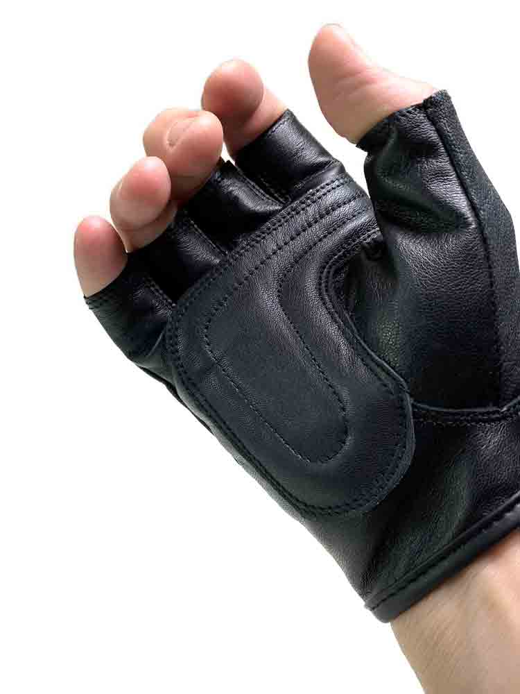 Leder-Handschuhe Fingerlos schwarz