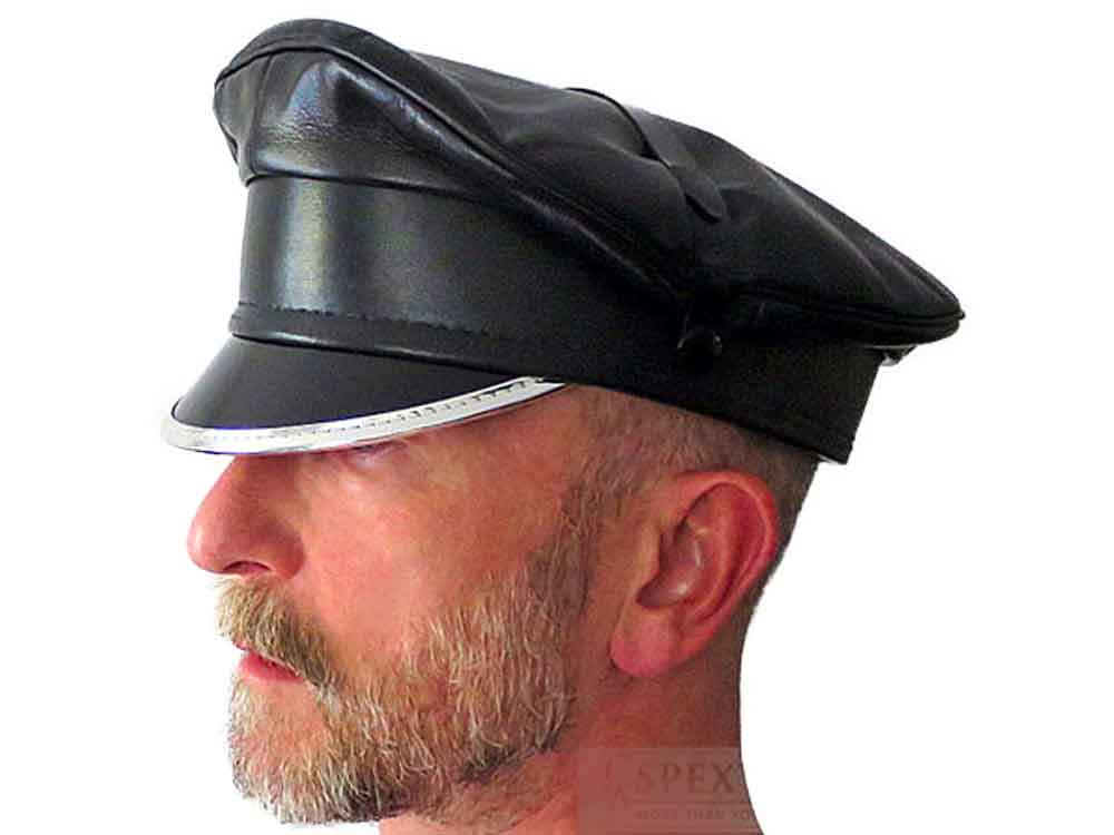 Leder-Kappe SPEXTER CLASSIC-CAP silber
