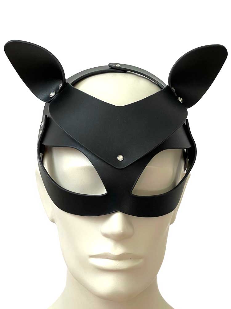Ledermaske Katze schwarz